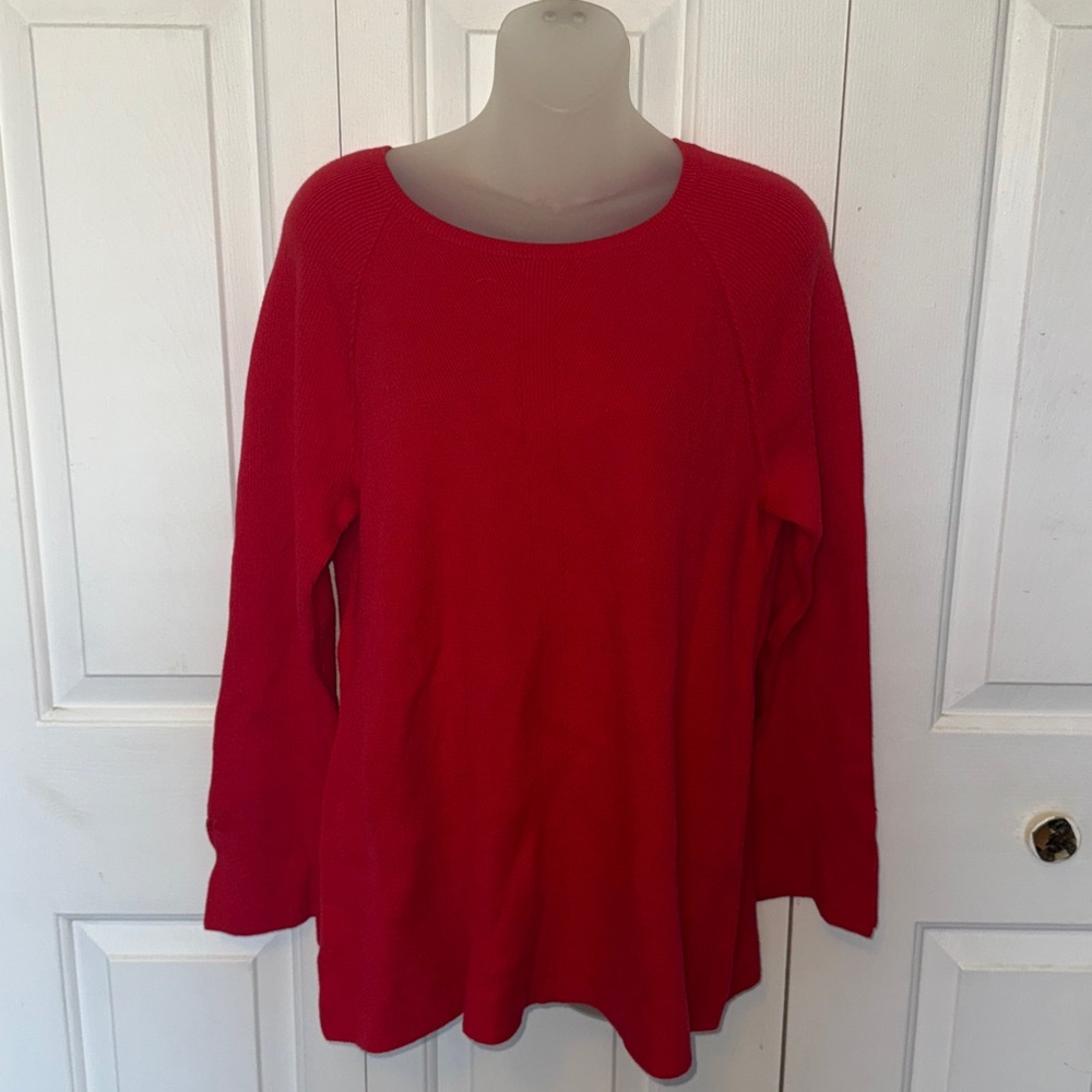 LOFT Sz Large Red Knit Sweater NWT B1015